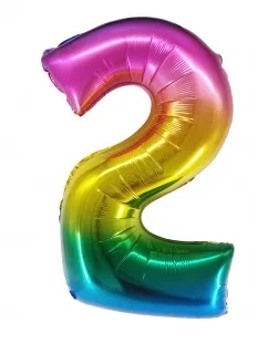 F 34"/86 см Цифра "2" Яркая радуга, Градиент, в упаковке, 1 шт. (Китай)