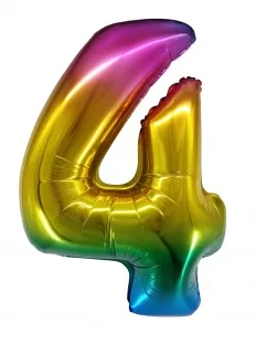 F 34"/86 см Цифра "4" Яркая радуга, Градиент, в упаковке, 1 шт. (Китай)