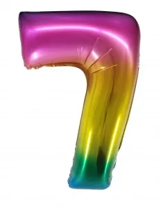F 34"/86 см Цифра "7" Яркая радуга, Градиент, в упаковке, 1 шт. (Китай)