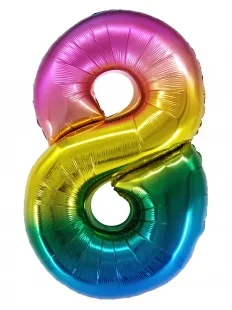 F 34"/86 см Цифра "8" Яркая радуга, Градиент, в упаковке, 1 шт. (Китай)