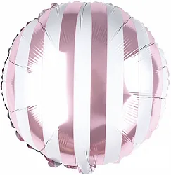 F 18"/46см Круг, в полоску , Розовый /1 шт./(Китай)