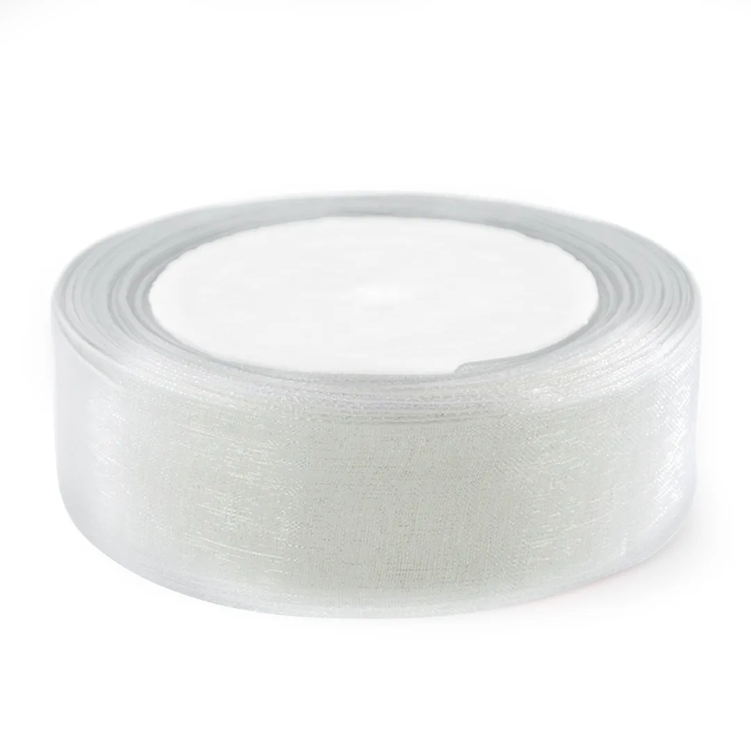 Лента декоративная (2,5 см*22,85 м) Органза, Белый, 1 шт.