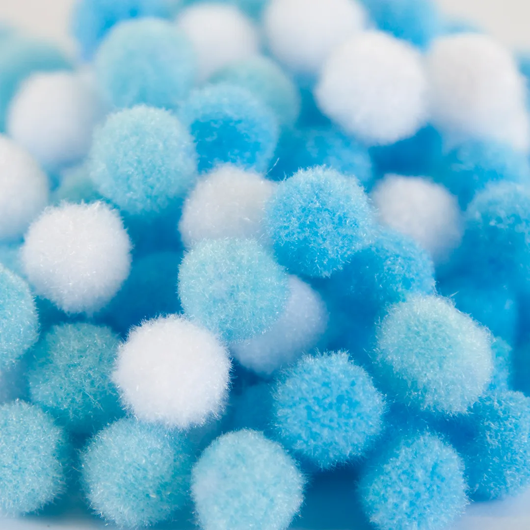 Декоративное украшение Помпончики, 1 см, Голубой микс, 100 шт.