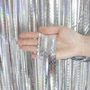 Занавес Дождик Мозаика, Серебро, Голография, 100*200 см, 1 шт.