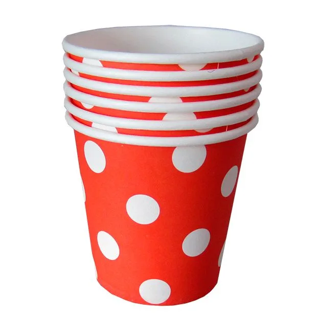 Стаканы "Веселуха" Горох Белый на красном (уп. 6 шт.)