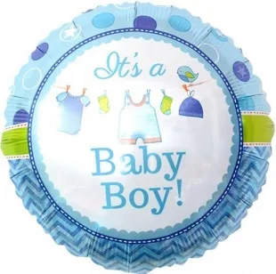 F 18"/48см Круг, С рождением малыша! Голубой, 1 шт. (Китай)