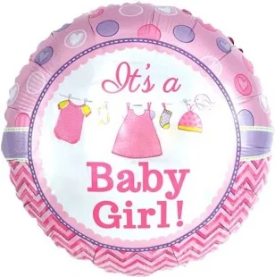 F 18"/48см Круг, С рождением малышки! Розовый, 1 шт. (Китай)