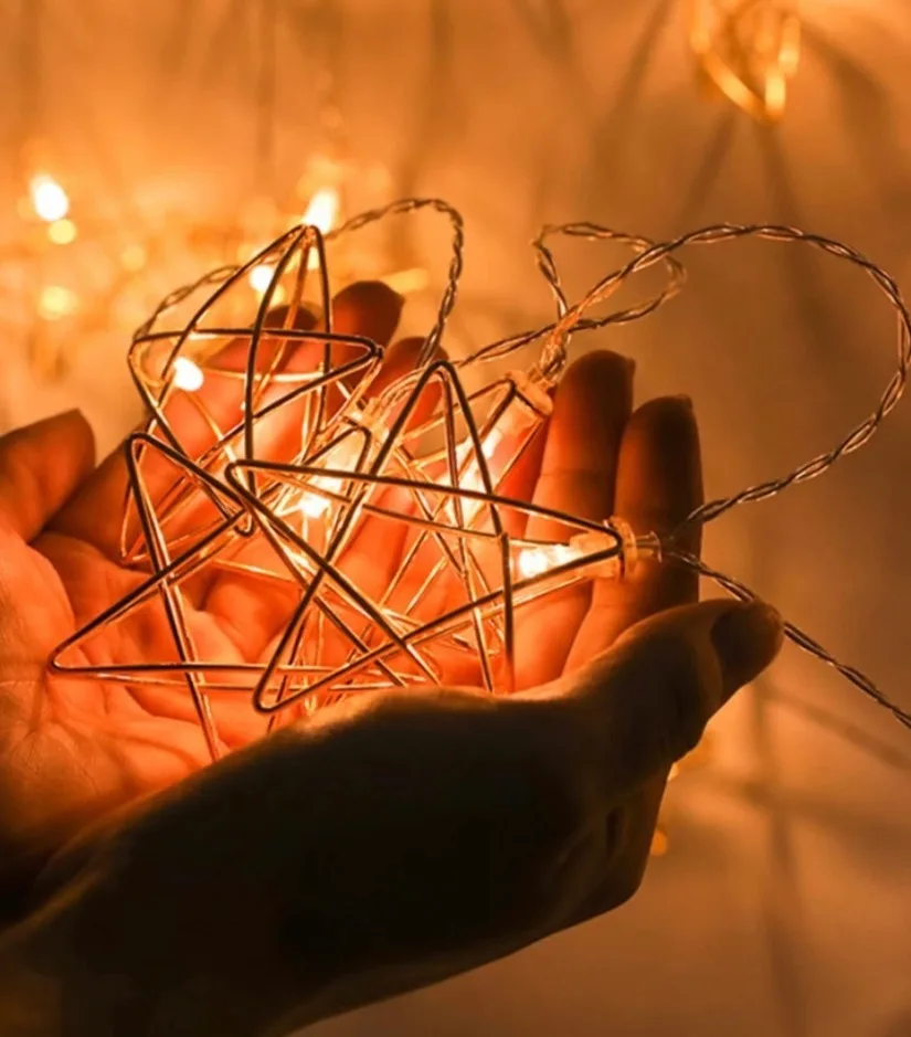 Светодиодная гирлянда Звезды, теплое свечение. 4 м.