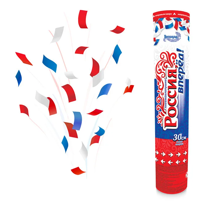 Пневмохлопушка 30см. "Россия, вперед!" / 1 шт./(Китай)