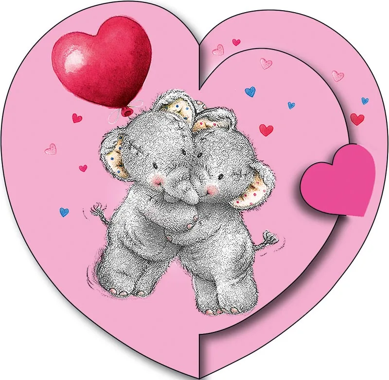 Валентинка 85*85 мм Слоники (10 шт.)