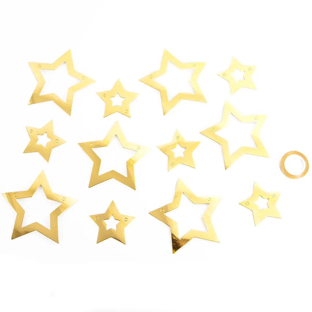 Гирлянда Звезда, Контур, Золото, Металлик, 250 см, 1 шт.