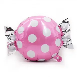 F 24"/61см Конфета, Белые точки, Розовый, 1 шт. (Китай)