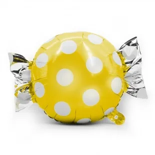 F 24"/61см Конфета, Белые точки, Желтый, 1 шт. (Китай)