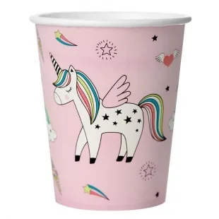 Стаканы (180 мл.) Радужный единорог, розовый (6 шт.)