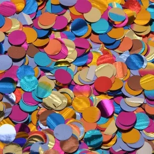 Конфетти фольга Круги, 2 см,  Ассорти, 50 гр.