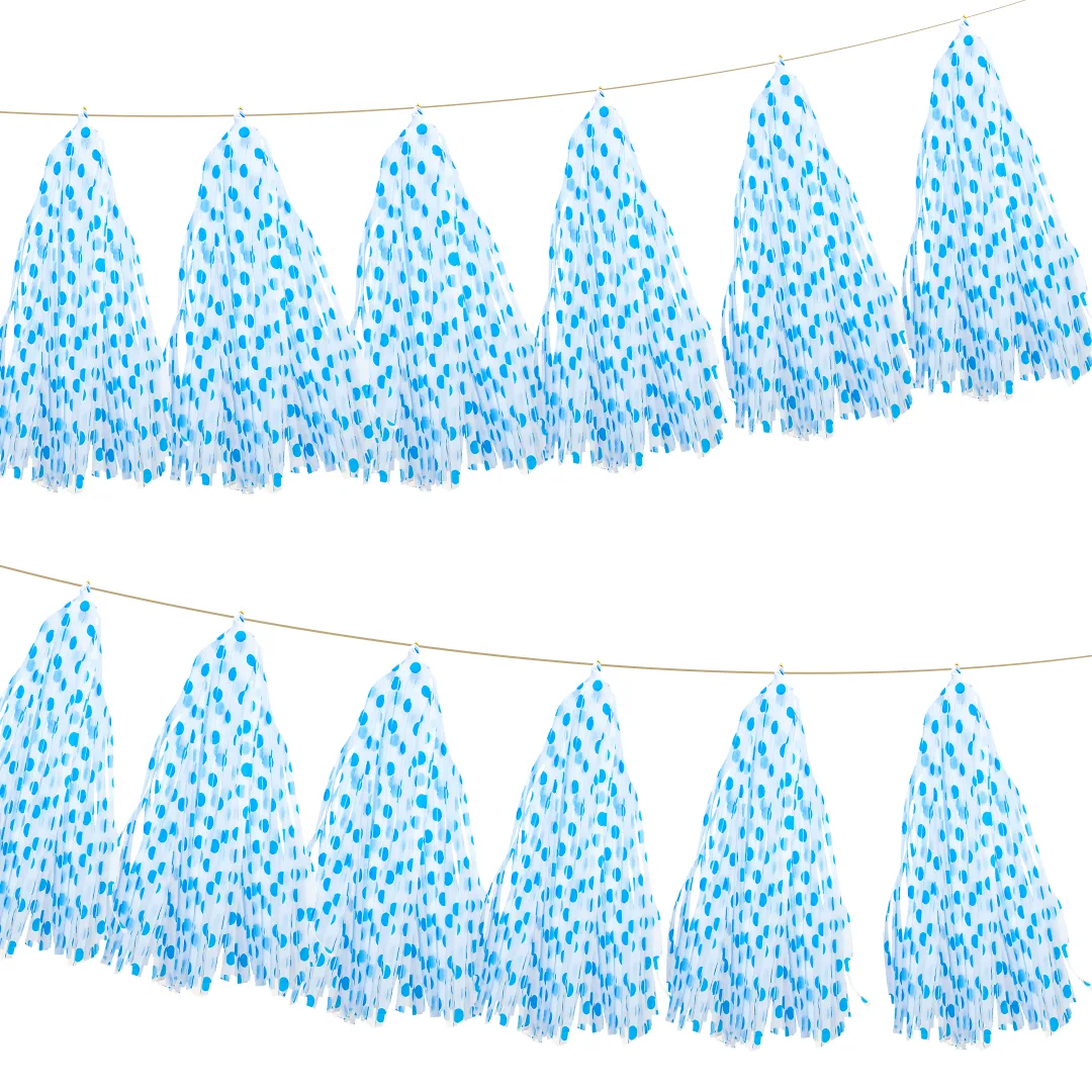Гирлянда Тассел, Точки, Голубой, 35*12 см, 5 листов.
