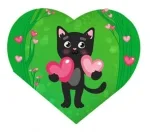 Валентинка Кот с сердечками (20 шт.)