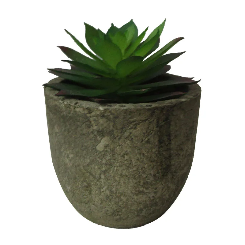 Искусственное растение, Суккулент Эхеверия, в сером горшке 6*8,5 см.