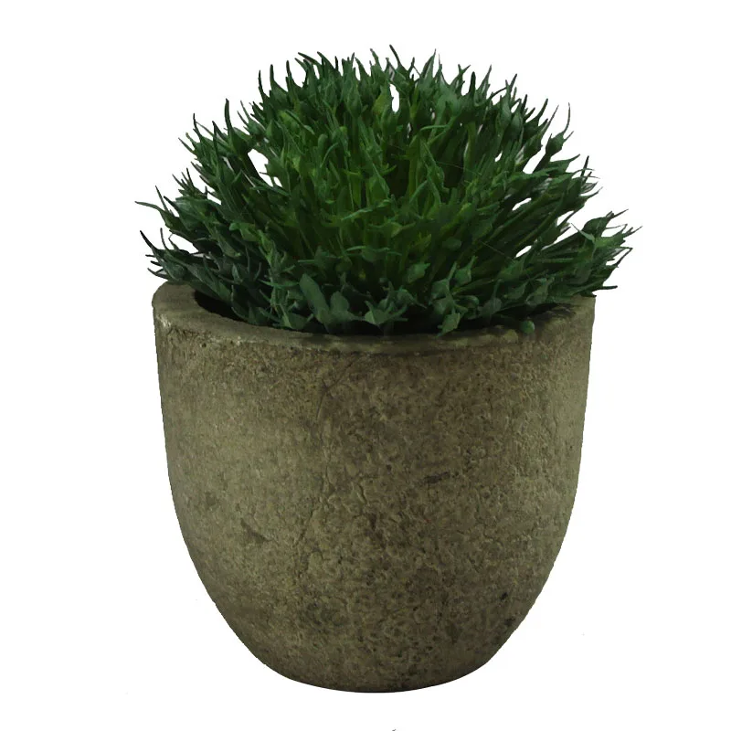 Искусственное растение, Зеленая трава, в сером горшке 6*8,5 см