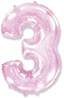 И 40"/102см Цифра, 3, Розовый, в упак. 1 шт.  (Испания)