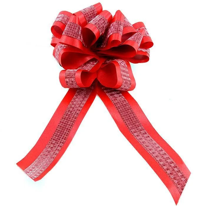 Подарочный Бант-шар С глиттером "Комбо" Красный 4,5 см, d-16 см 10 шт.