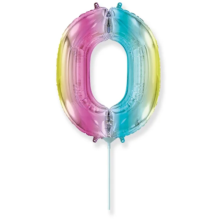 И 16"/41 см  Цифры "0" Радуга металлик / 1 шт. / Испания