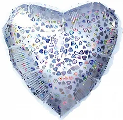 С 18"/46см Сердце, Серебро, голография, 1 шт.(США)