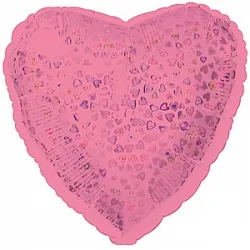 С 18"/46см Сердце, Розовый, голография, 1 шт.(США)