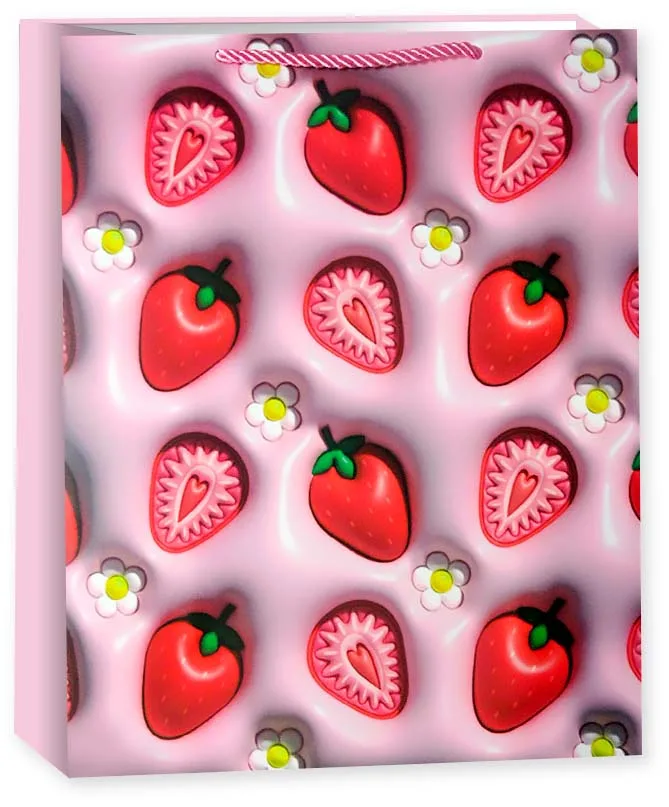 Пакет подарочный, 210гр, Фрукты Ягодки, Дизайн №1, 23*18*10 см, 1 шт.