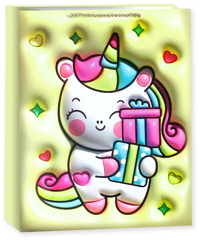 Пакет подарочный, Зефирный единорог, Дизайн №2, 41*31*12 см, 1 шт.