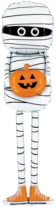 F 65"/165 см Ходячая Фигура, Мумия с тыквой, 1 шт. в уп.(Китай)