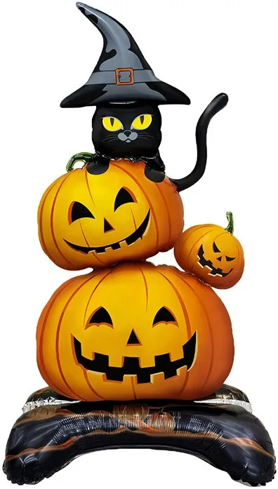 F 55"/140 см Кошка и тыквы на Хэллоуин, 1 шт. в уп.(Китай)