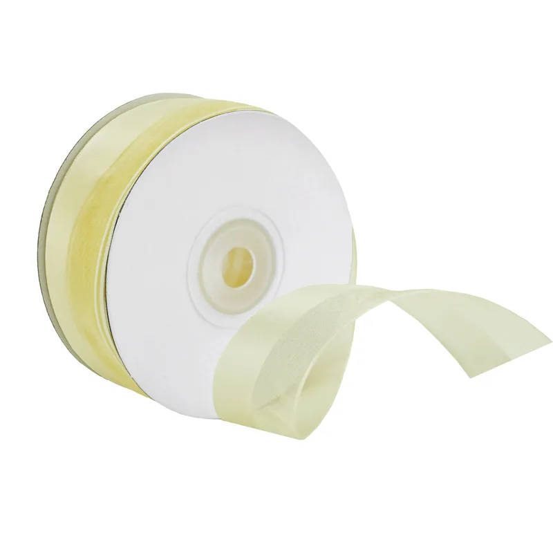 Лента Половинки Атлас и органза Айвори 2,5 см* 22,85 м