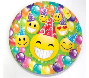Тарелка бумажная "Веселые смайлы" (23 см 6 шт)