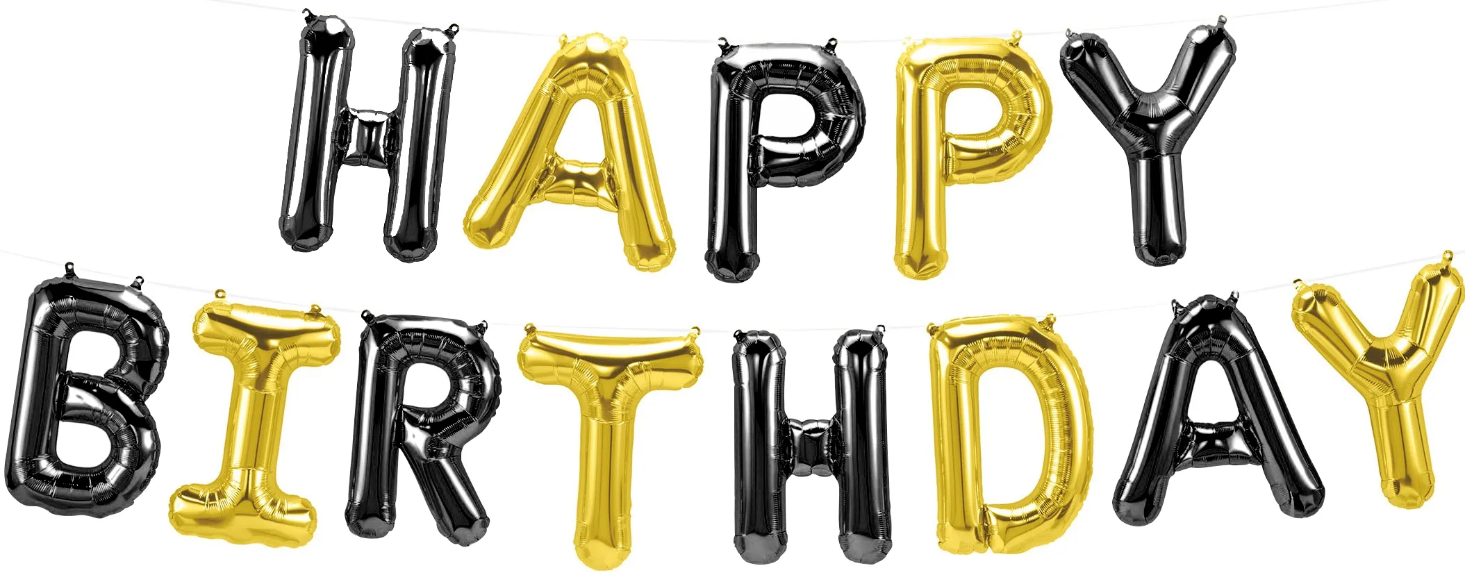 F 16"/41 см "Happy Birthday", Черный/Золото, 1 шт. в упак. / Китай