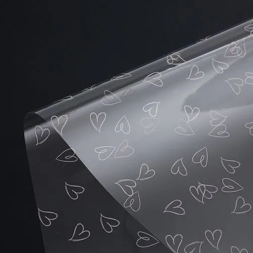 Упаковочная пленка (0,58*0,58 м) Сердечки, Розовый, 20 шт.