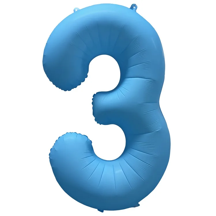 К 40"/102см Цифра "3" Неон Blue /1 шт./(Китай)