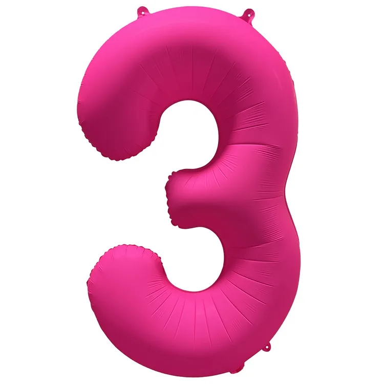 К 40"/102см Цифра "3" Неон Pink /1 шт./(Китай)