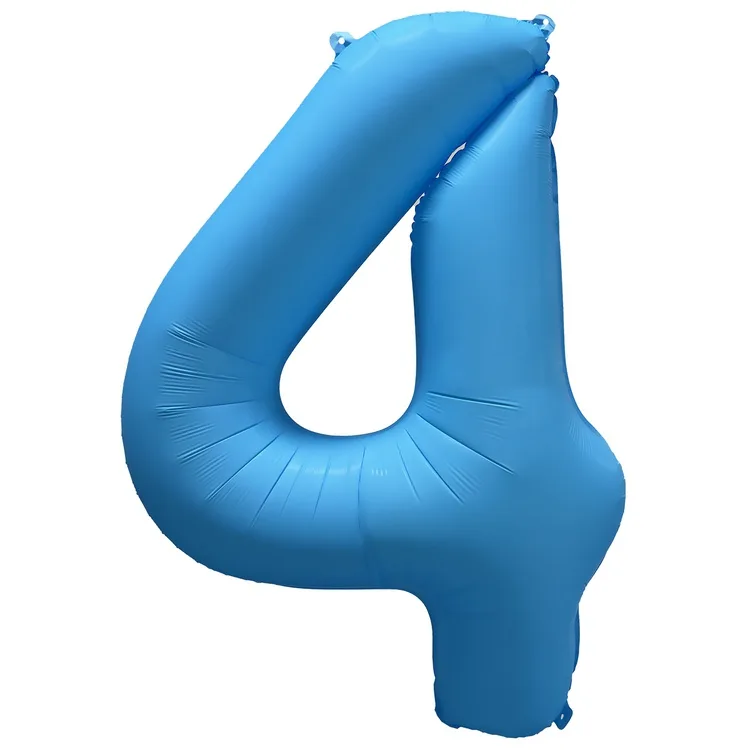 К 40"/102см Цифра "4" Неон Blue /1 шт./(Китай)