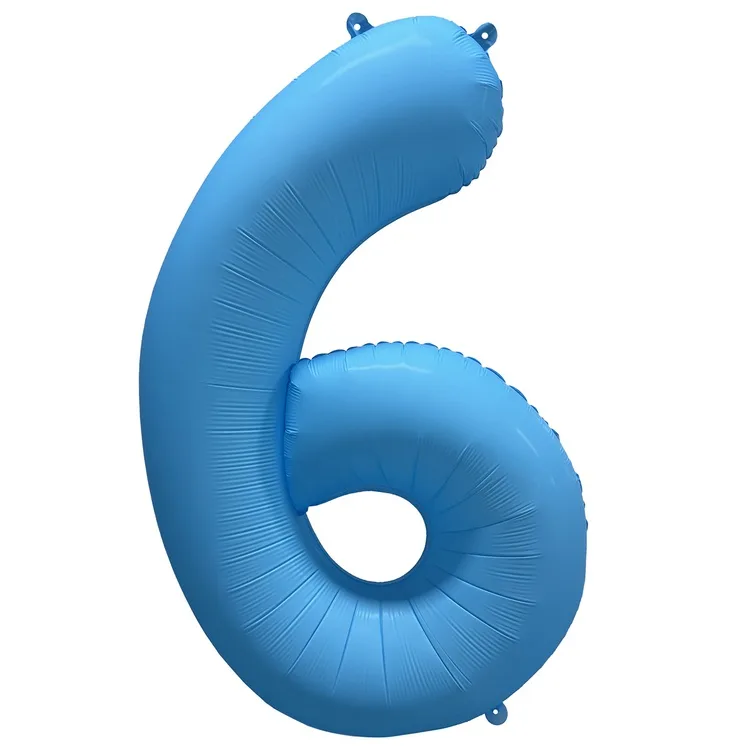 К 40"/102см Цифра "6" Неон Blue /1 шт./(Китай)