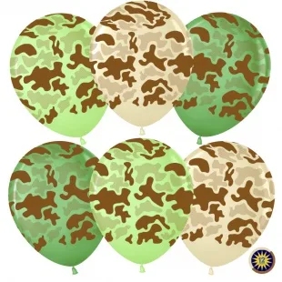 ВВ 12''/30 см "Камуфляж", Ассорти, пастель 5 ст, 50 шт.(Малайзия)