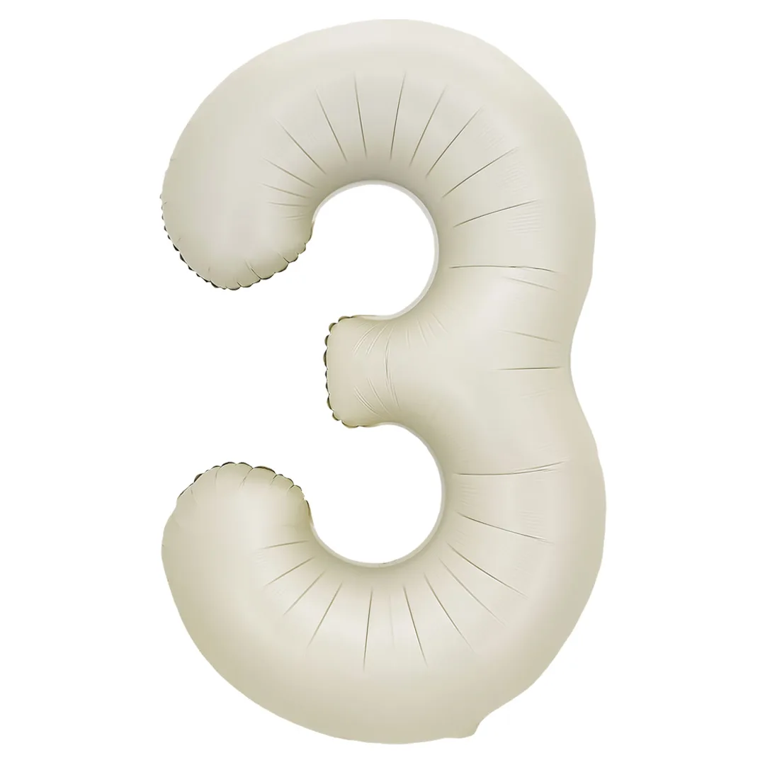 F 32"/81см  Цифра "3", Белый песок, Сатин, 1 шт. в уп.(Китай)