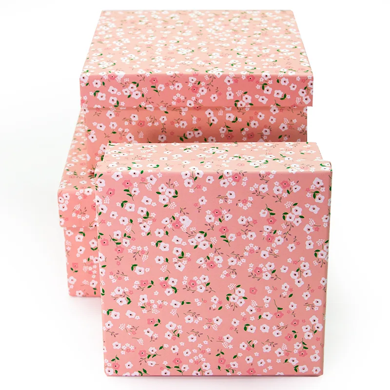 Набор коробок Цветочная нежность, Розовый, 19*19*10 см, 3 шт.