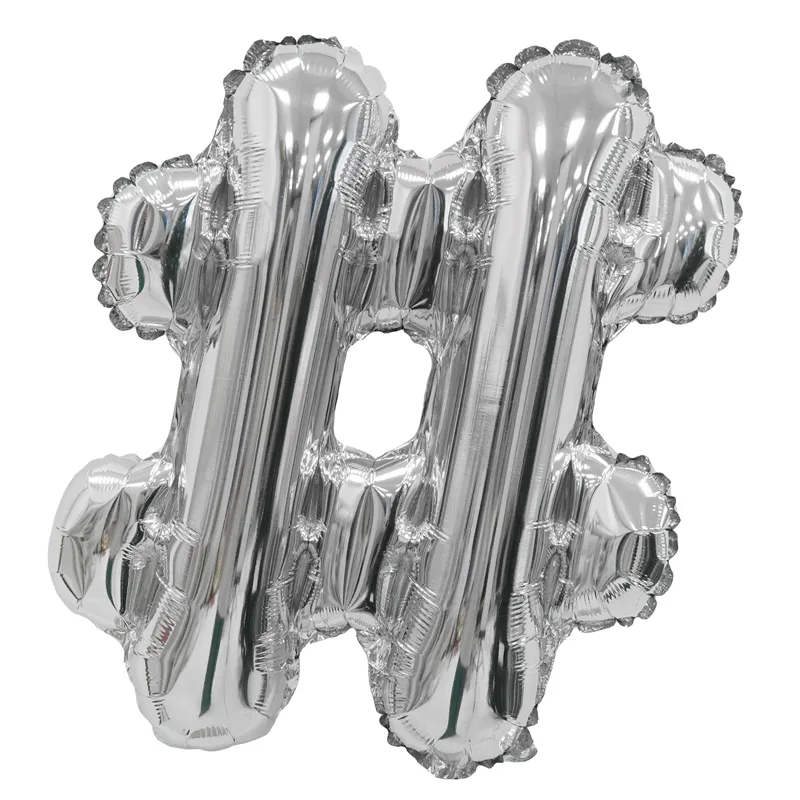 F 16"/41 см Хештег серебряный мини, 1 шт.  (Китай)