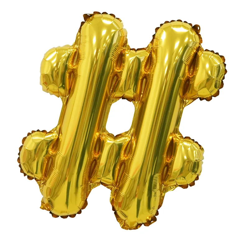 F 16"/41 см Хештег золотой мини, 1 шт.  (Китай)