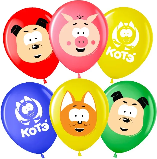 ВВ 12''/30 см Котенок Котэ и друзья, Ассорти, пастель, 1 ст, 10 шт.(Малайзия)