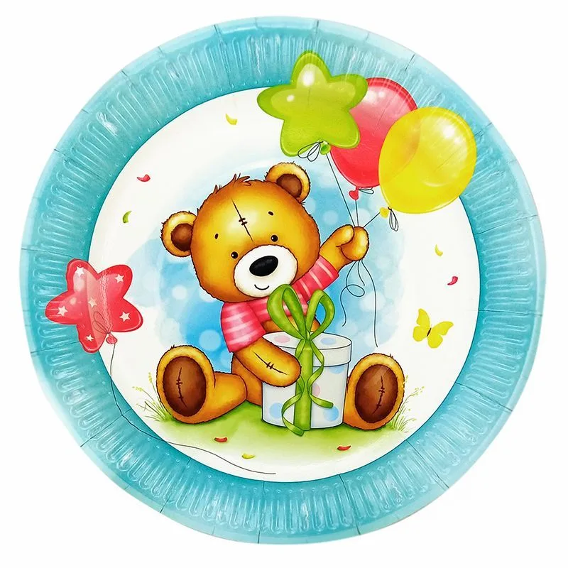 Тарелки 18 см "С Днем рождения" Милый Мишка /6 шт./