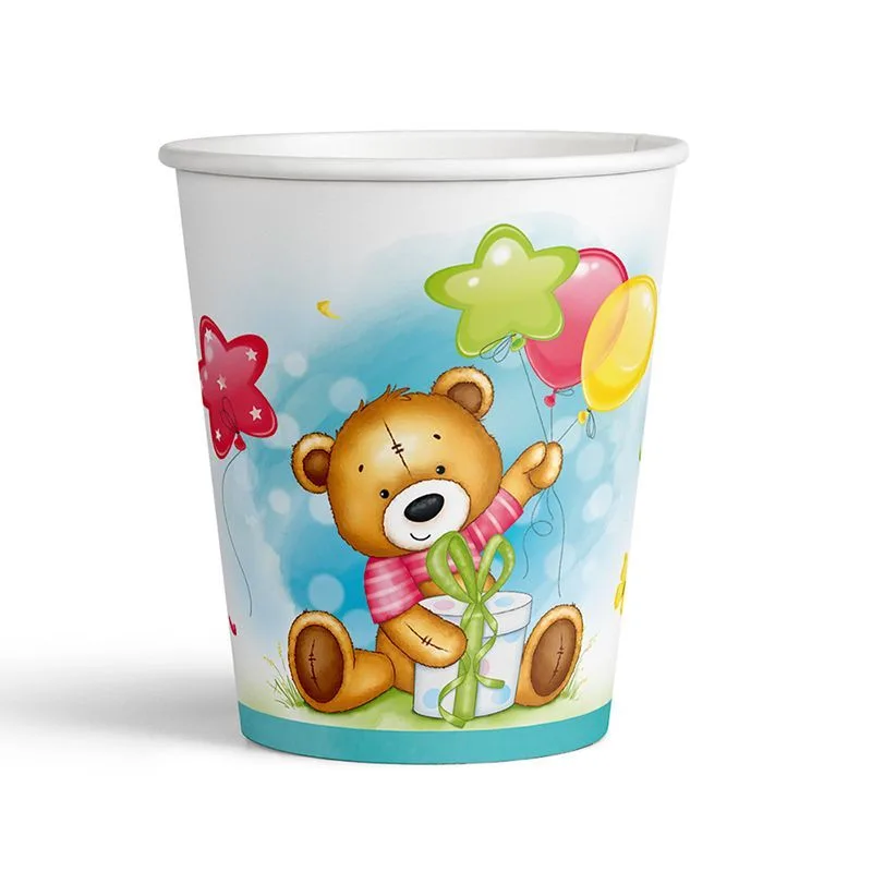 Стаканы 190 мл. "С Днем рождения!" Милый Мишка/ набор 6 шт./