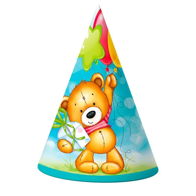 Колпачки "С Днем рождения!" Милый Мишка(уп. 6 шт.) Китай