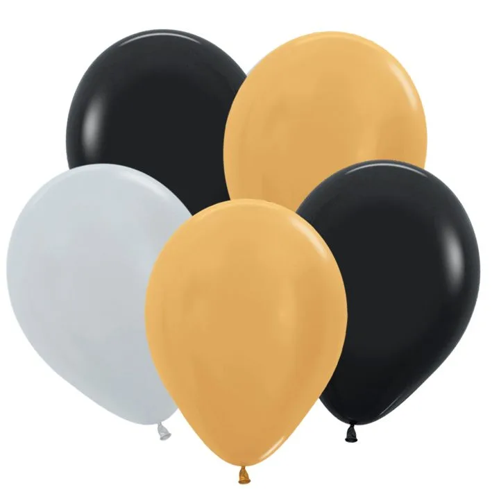 S 12"/30см Де Люкс, Ассорти, Перламутр-Метал/100 шт./(Колумбия)